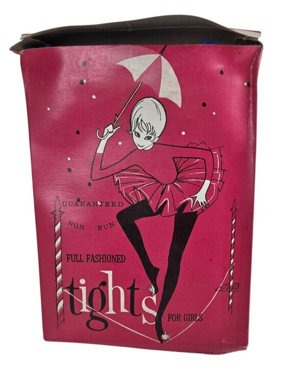 Full Fashioned Other - Vtg Girls Full Fashioned Non-Run Tights Blue Size Large Retro Packaging